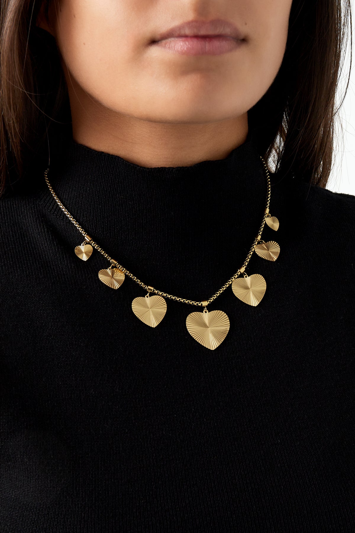 textured hearts ketting