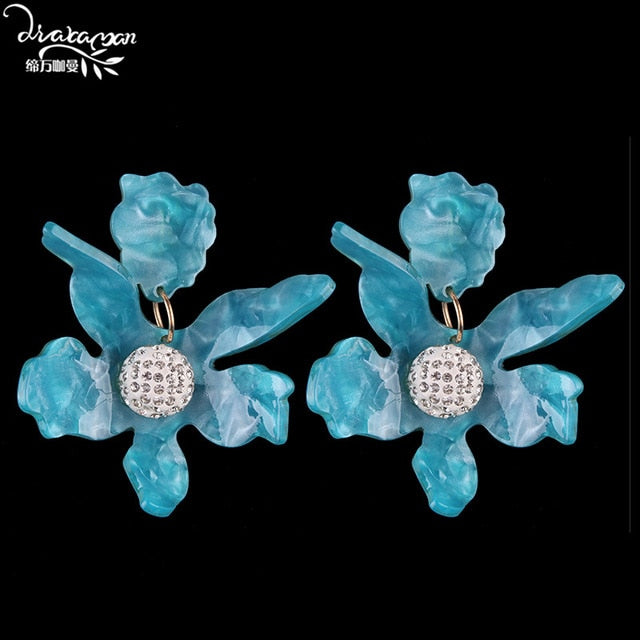 Boho etnische grote bloemvormige hangende oorbellen voor dames