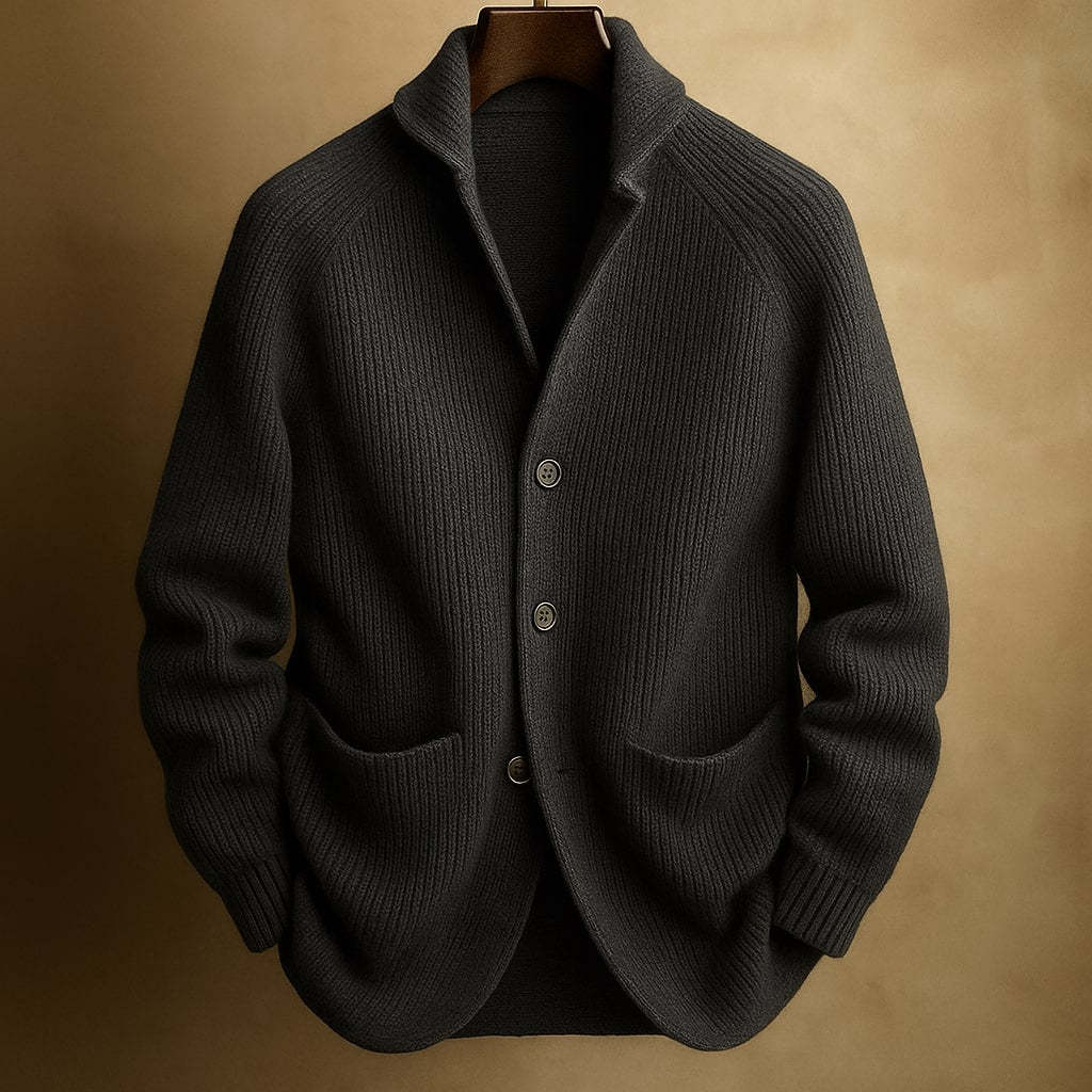 Gentleman's Knitted Three-Button Notch Lapel Cardigan