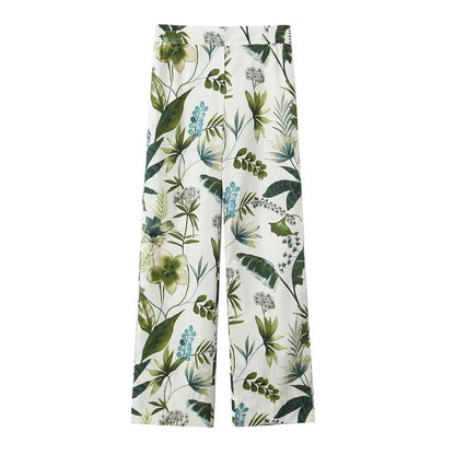 Women's Printed Shirt + Straight Leg Pants Set