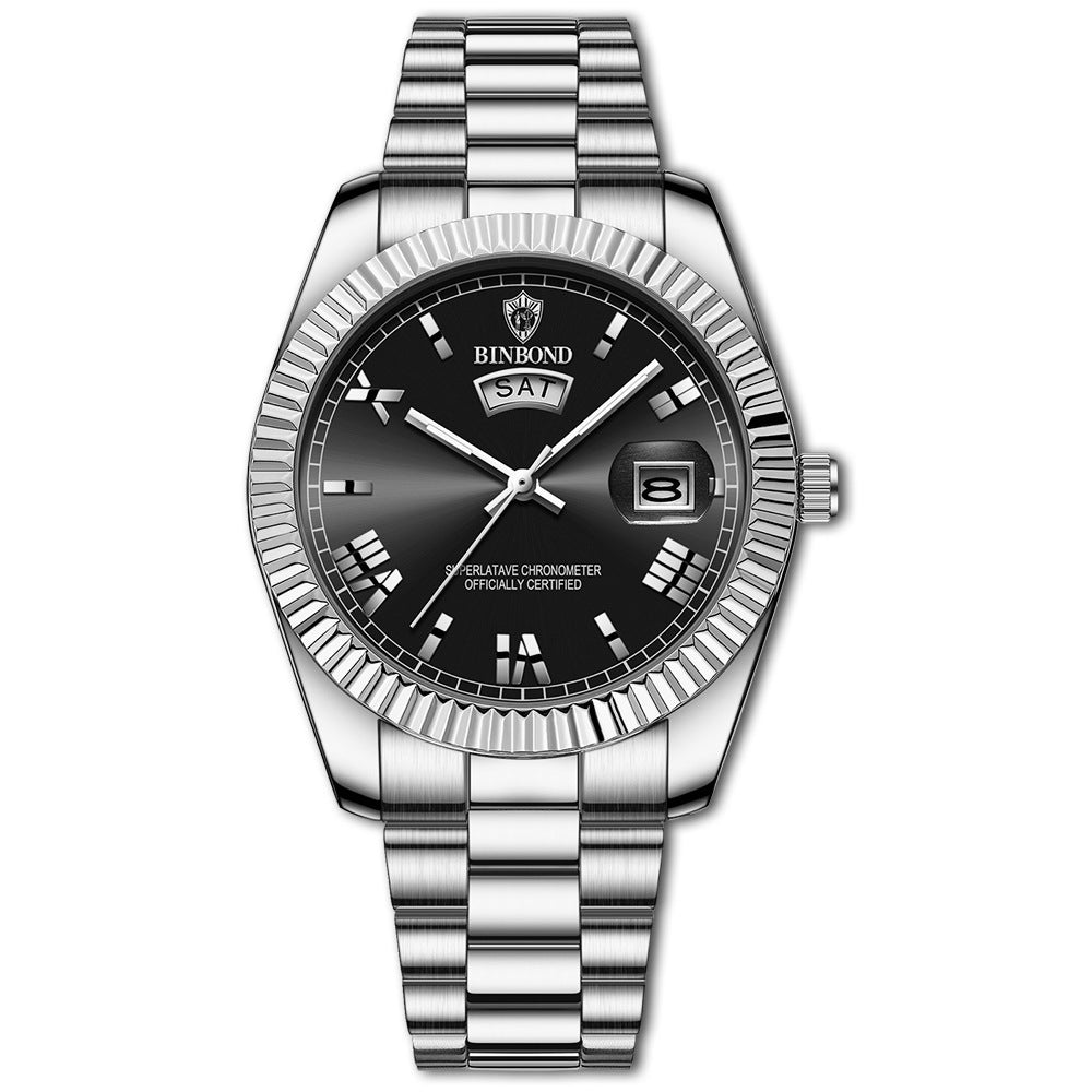 Klassiek zakelijk quartzhorloge met datumaanduiding