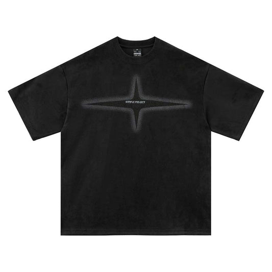 Suède T-shirt met korte mouwen en sterrenprint