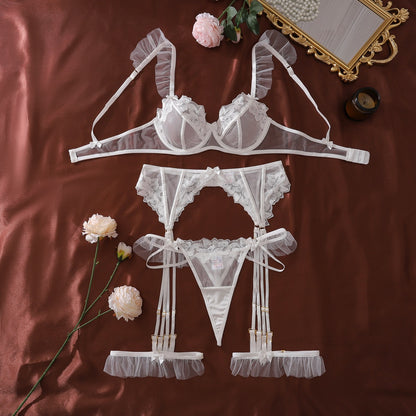 Lace Floral Embroidery Lingerie Set