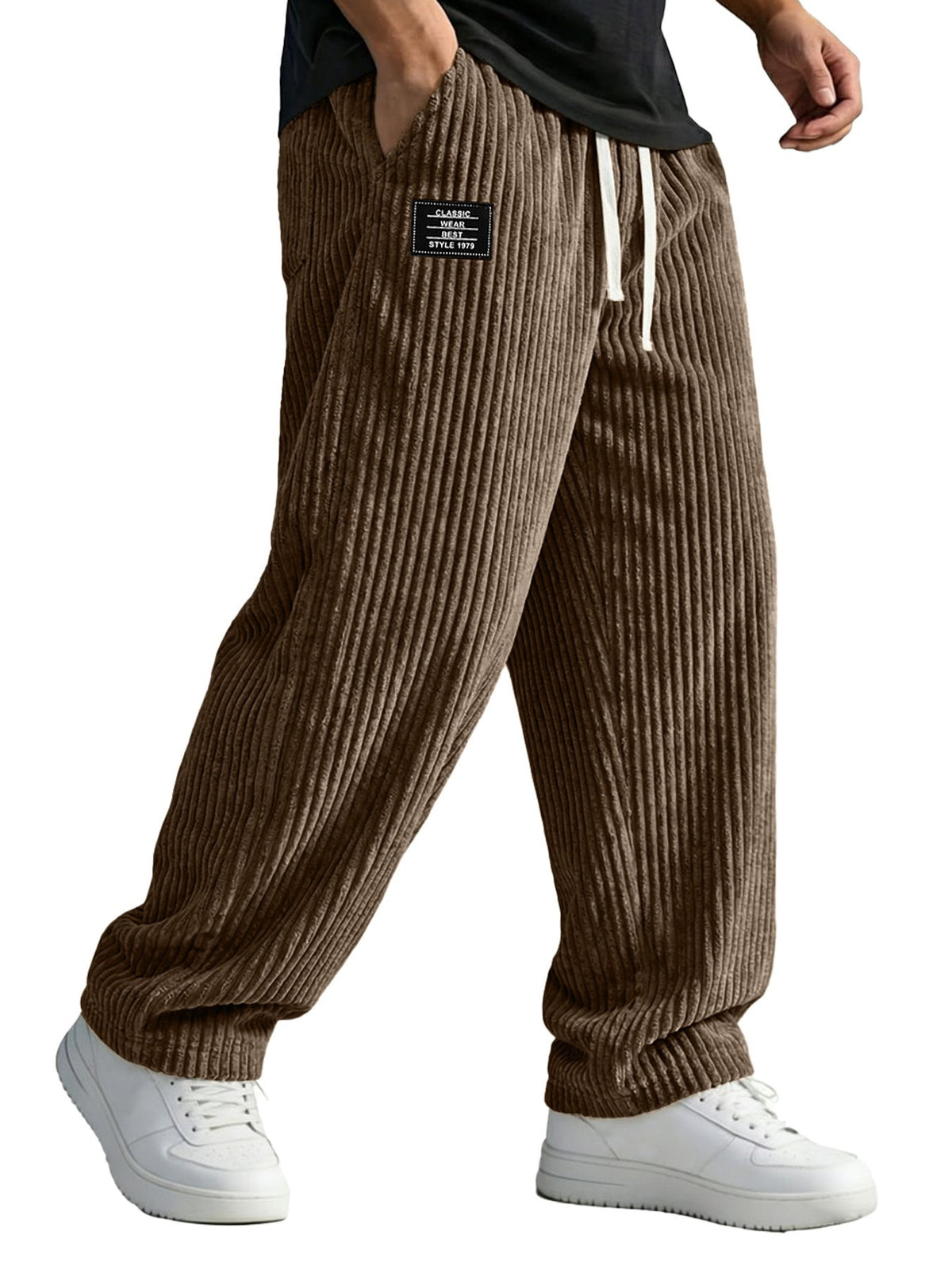 Mens Embroidered Straight Leg Casual Pants
