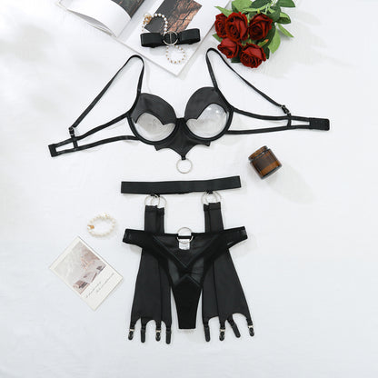 Three point bra set erotic lingerie underwear four piece set