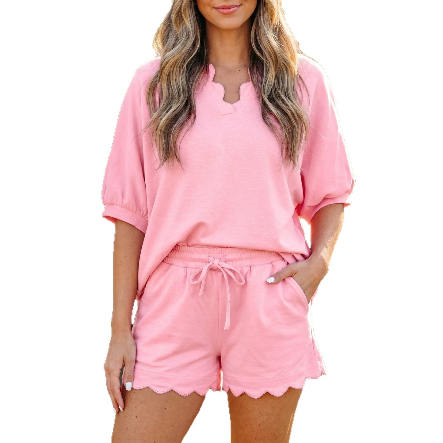 Women's Short Sleeve Drawstring Set