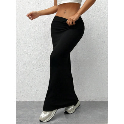 Womens Solid Color Slim Long Skirt