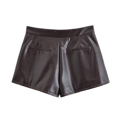 Stoere leren shorts met wijde pijpen voor dames