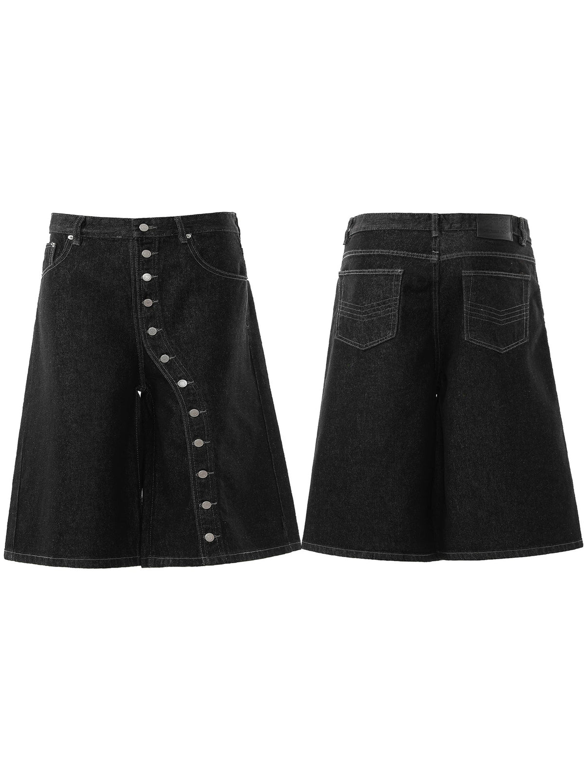 Womens Retro Button-Down Denim Cropped Pants