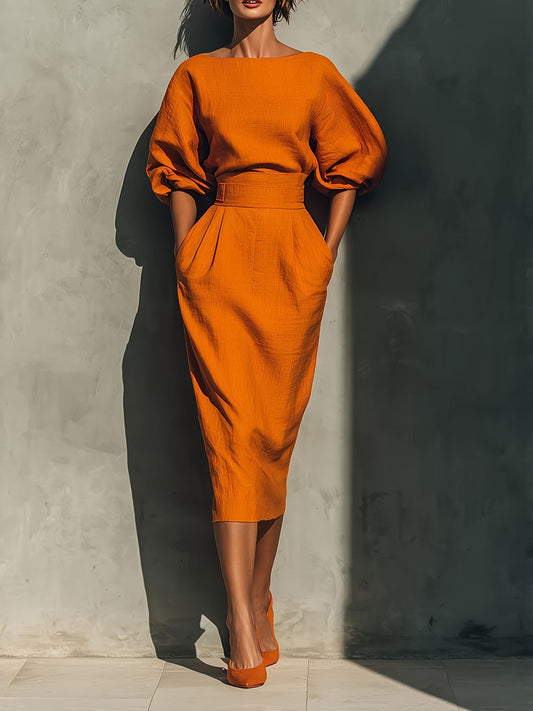 Elegant Boat Neck A Line Dress