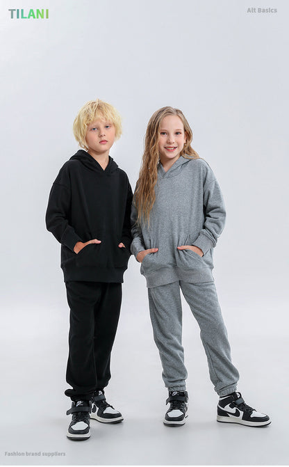 Kinder effen katoenen joggingpak unisex