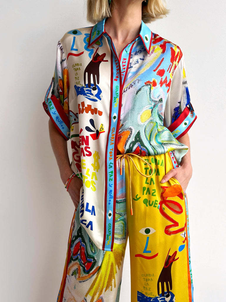 Printed Short Sleeve Casual Suit
