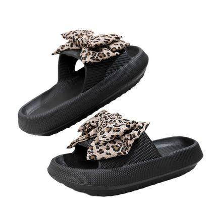 Women's Leopard Print Bow EVA Sandals