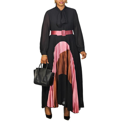 Elegant Pleated Dress with Belt
