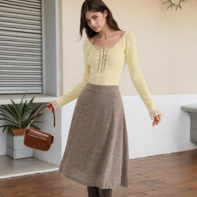 Lace collar button up top
