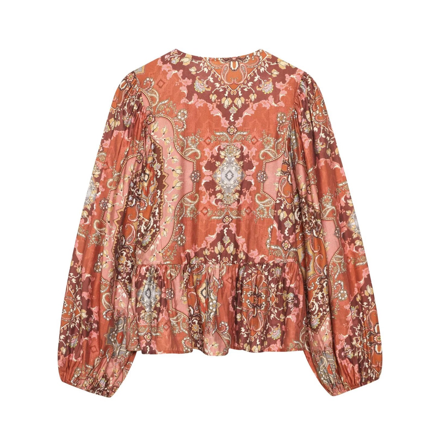 Retro-stijl bedrukte blouse met zoom