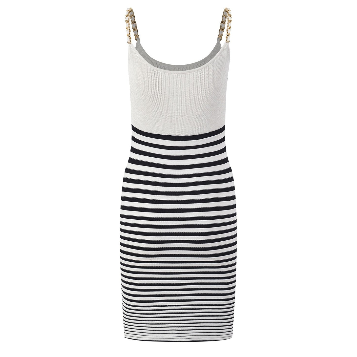 Trendy geribde mini-jurk met strepen en kettingbandjes