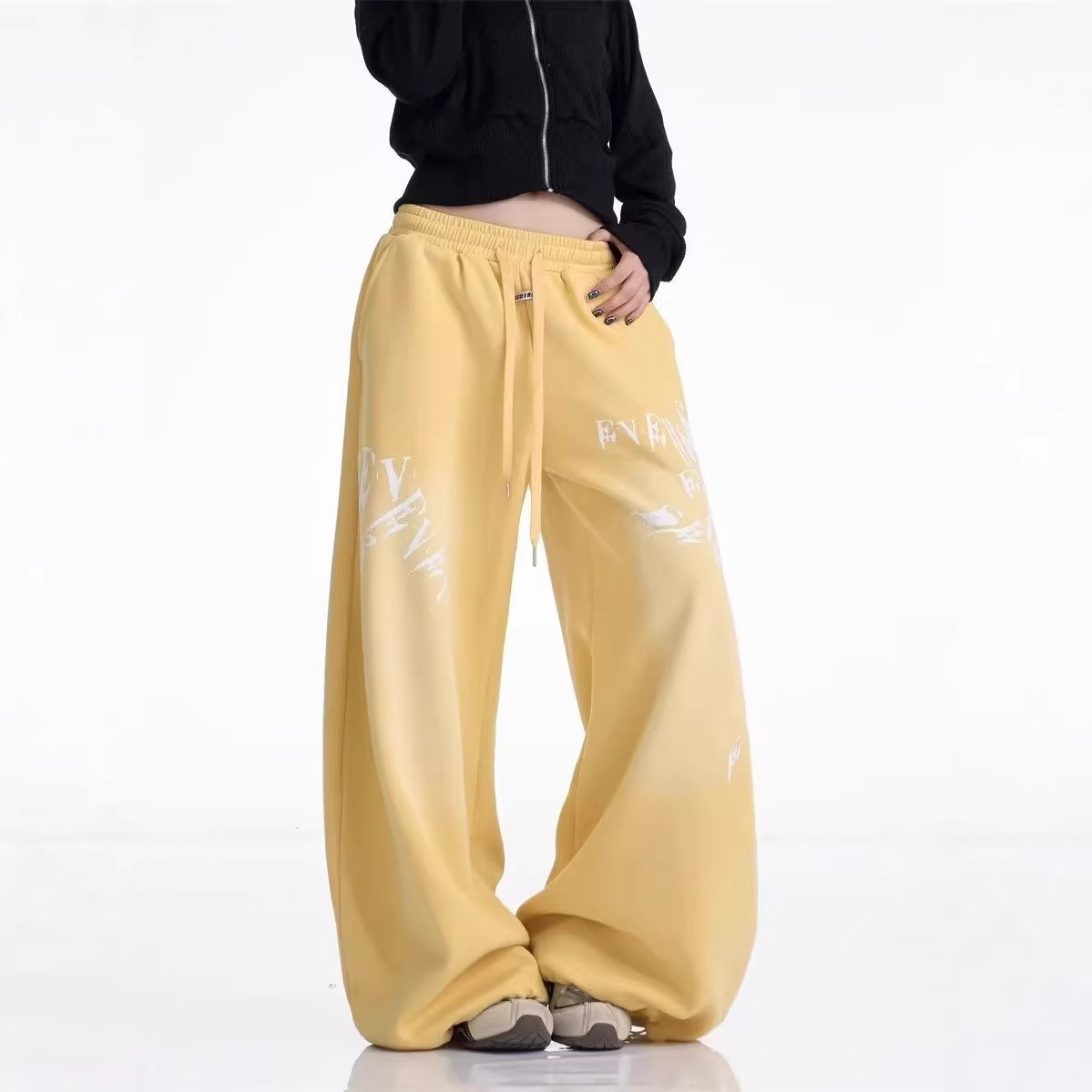 Yellow Track Pants Women's Jazz Dance Floor-Length Pants