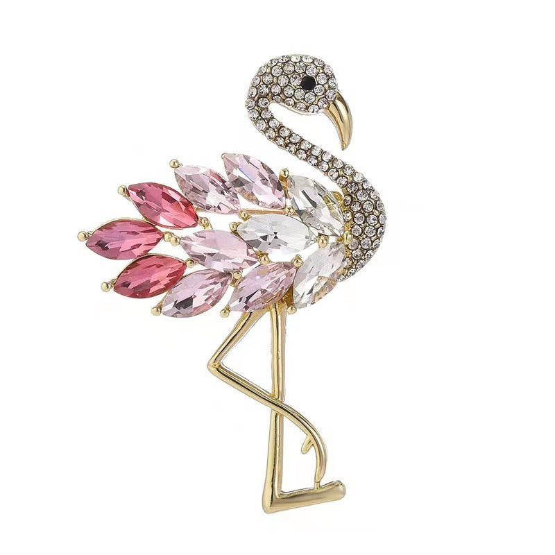 Exclusieve flamingo kristallen broche