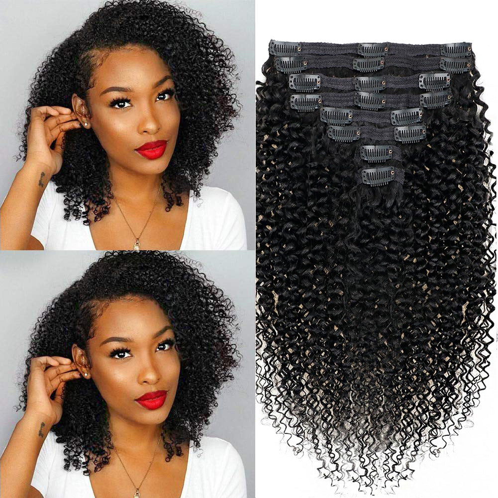 Clip-in Human Hair Extensions with Double Weft