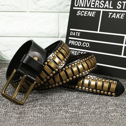 Punk Rivet Cowhide Pin Buckle Belt