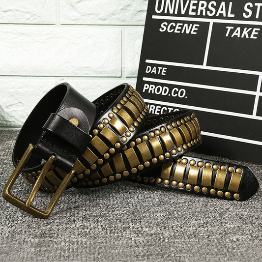 Punk Rivet Cowhide Pin Buckle Belt