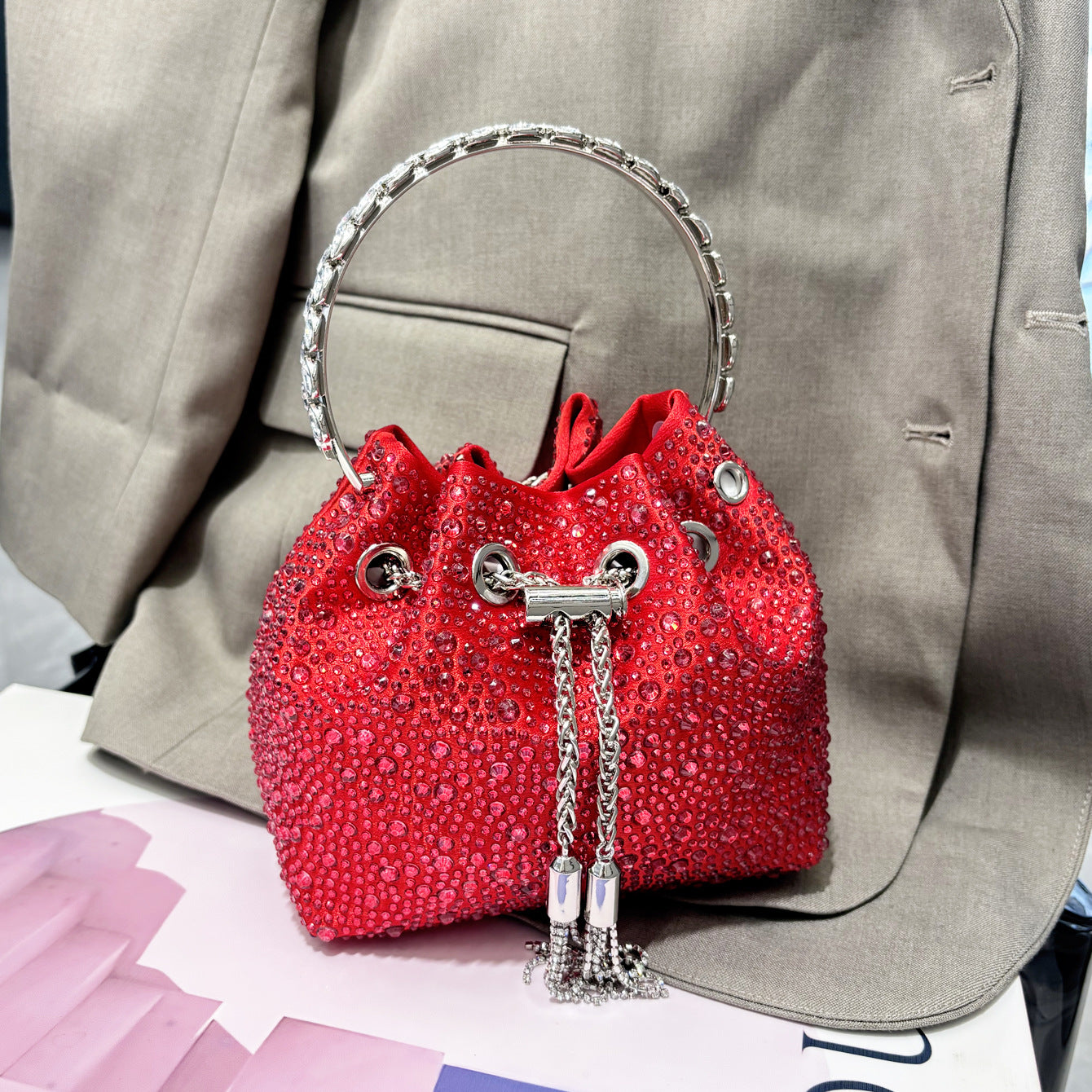 Diamond Crystal Bucket Bag