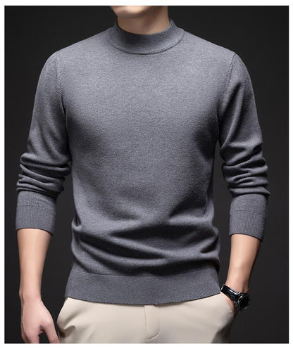 Men's Half-Turtleneck Slim-Fit Fleece-Lined Knit Sweater