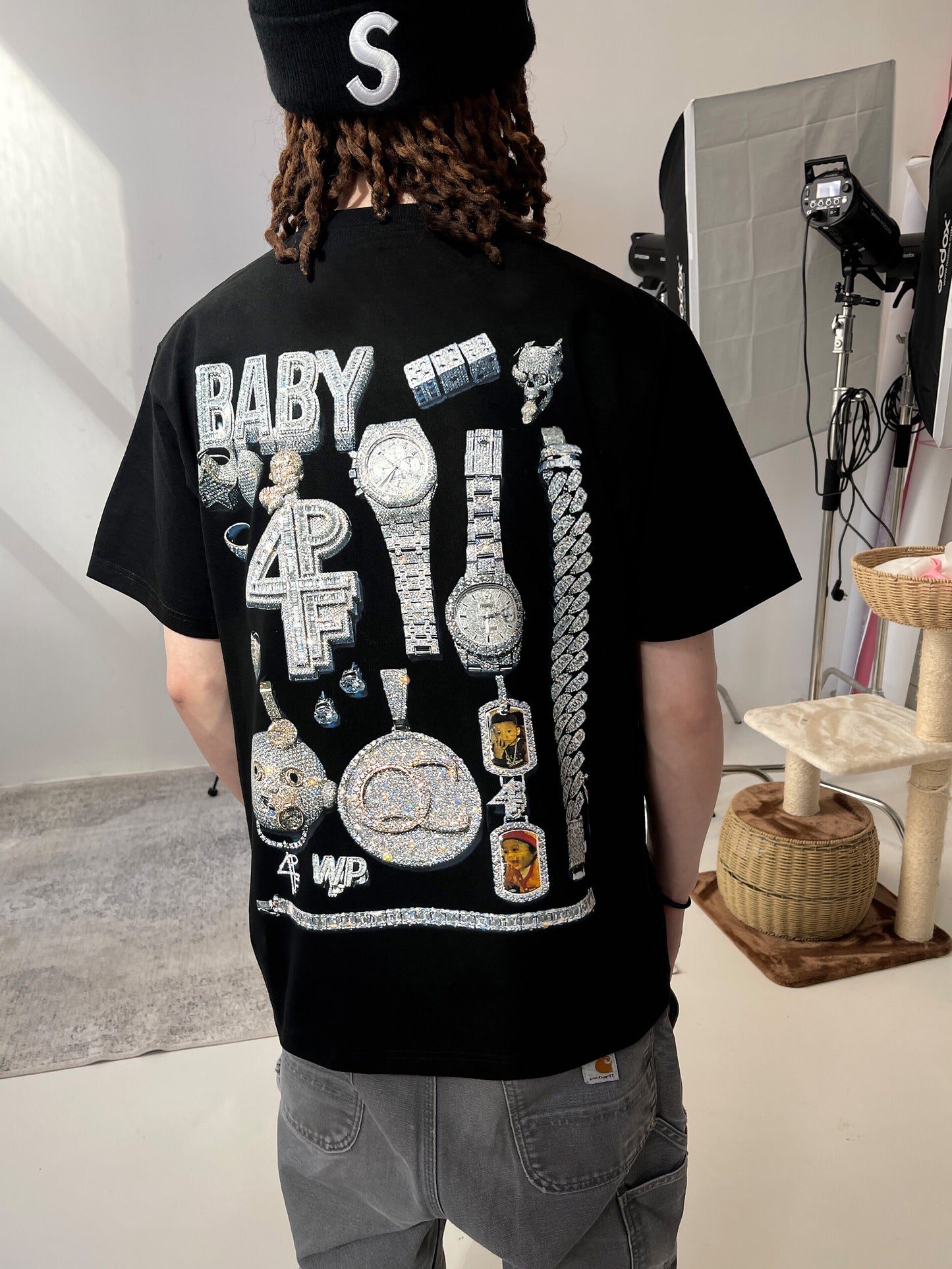 Lil Baby Vintage T-shirt met strasssteentjes