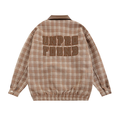 Amerikaanse geruite unisex honkbaljas revers PU-leer