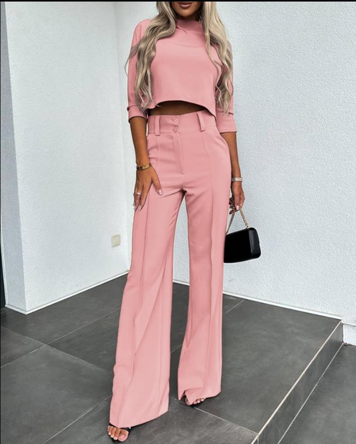 Women's Nine-Quarter Sleeve Slim-Fit Suit Set