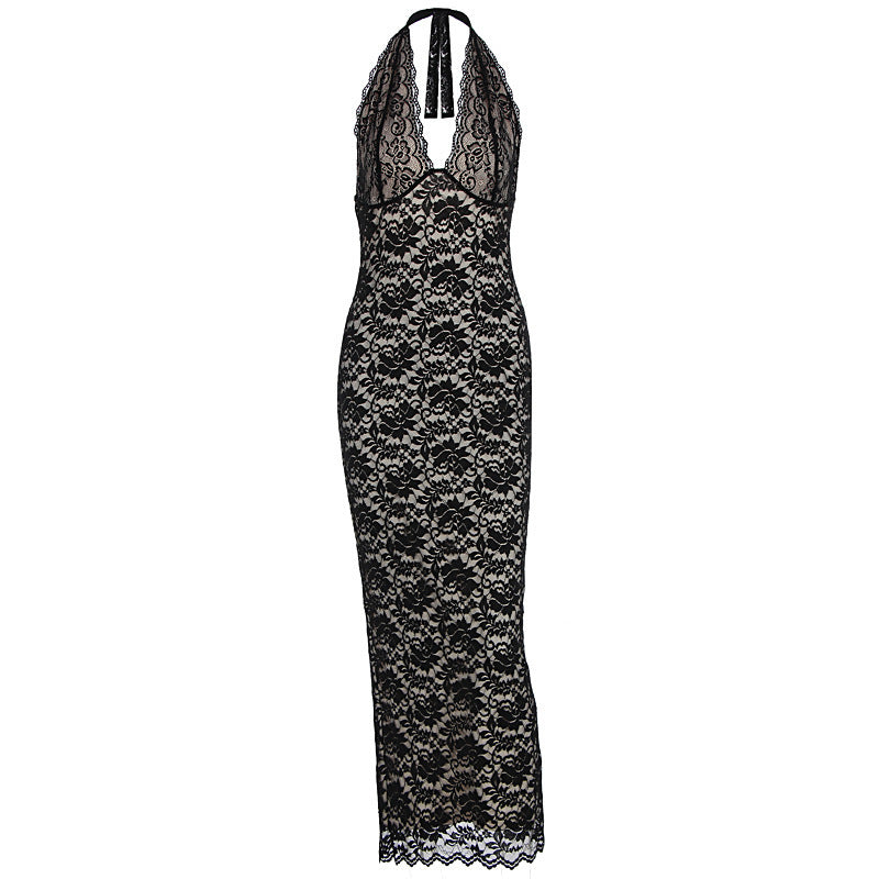 Elegant Chiffon Halter Neck Long Dress