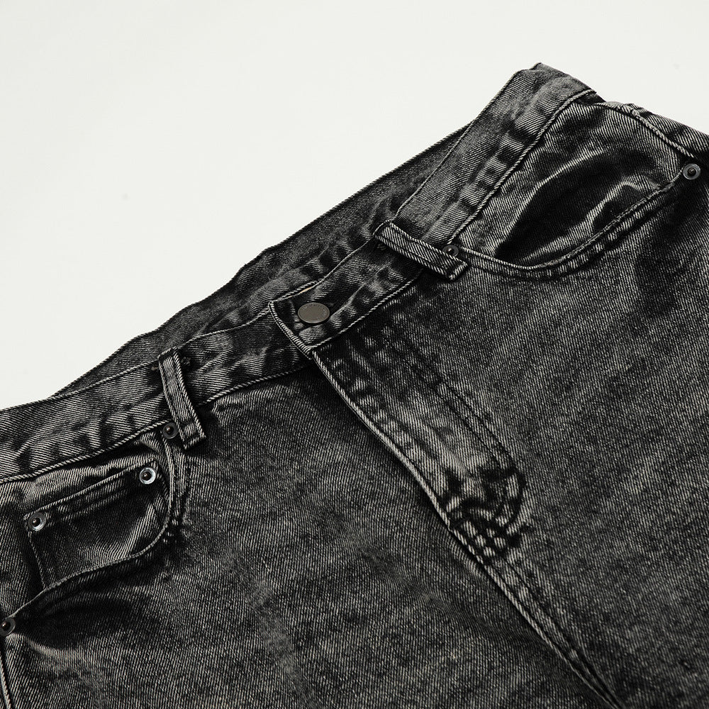 Wash water to make old denim straight leg pants