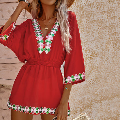 Lady's sequined sun protection beach dress