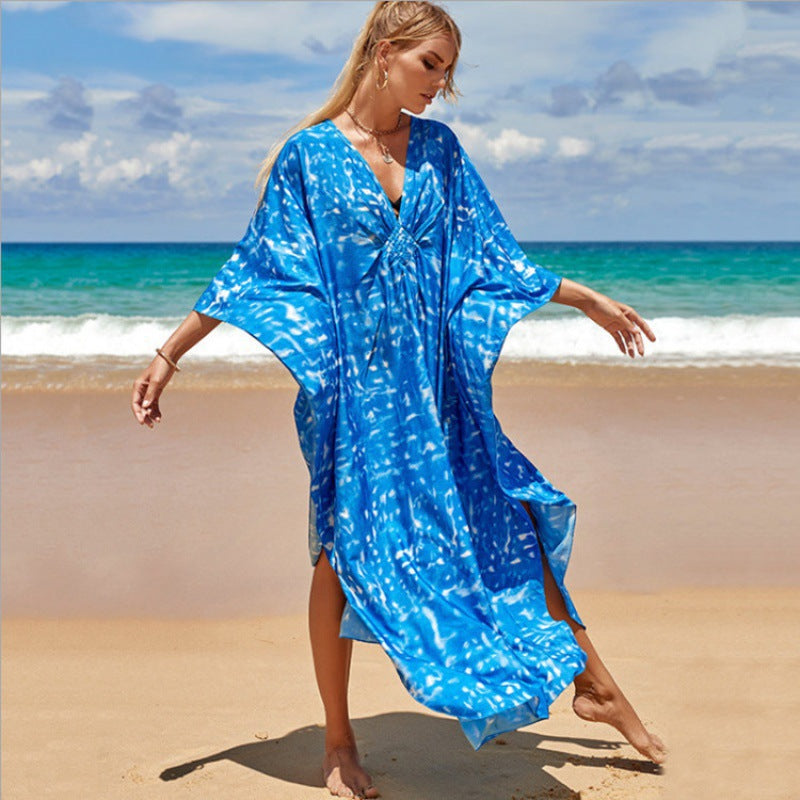 Loose Beach Cover Up Dress with Sun Protection