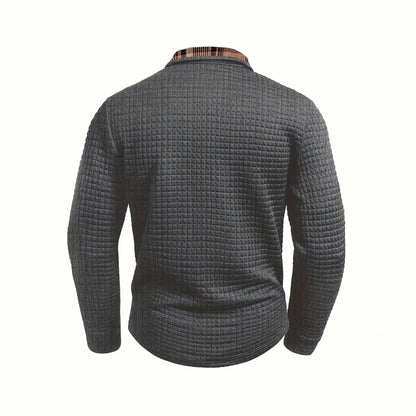 Klassiek geruit poloshirt met lange mouwen voor heren