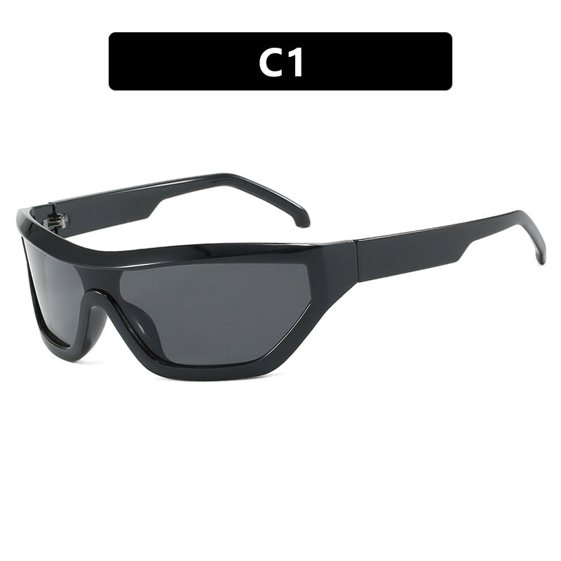 Conjoined Y2K Sunglasses Hip Hop Hot Girl Sunglasses Bounce Di Sunglasses Personalized Outdoor Street Shooting Sunglasses Narrow Frame