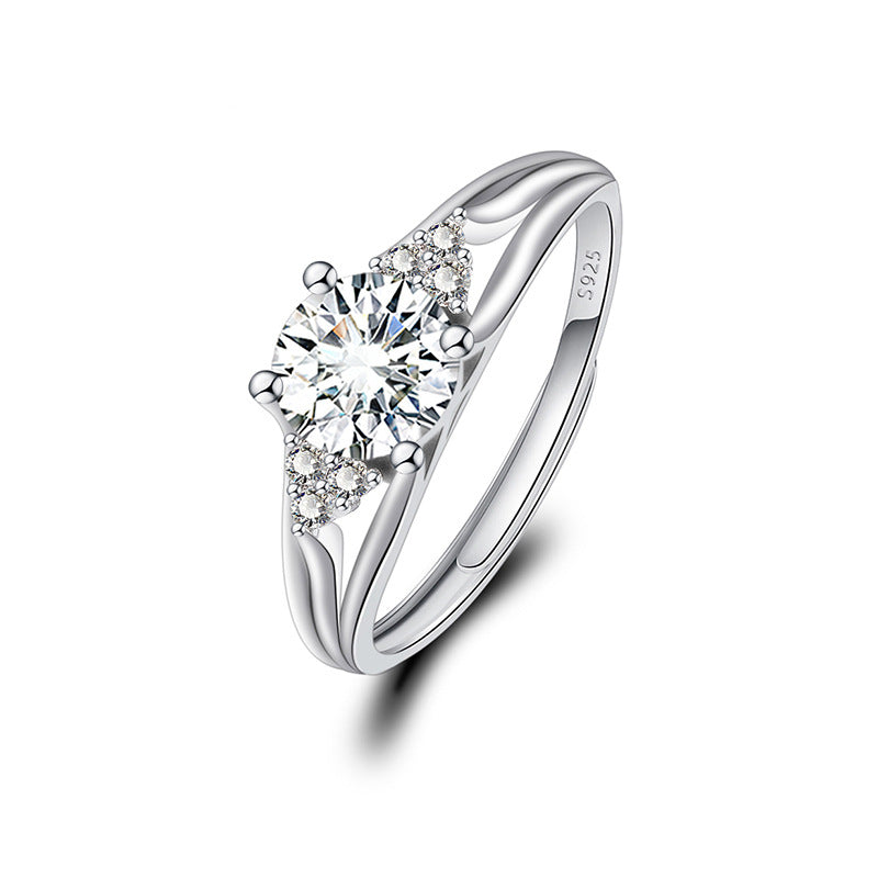 Adjustable Cubic Zirconia Ring Women Classic Six Claw Design