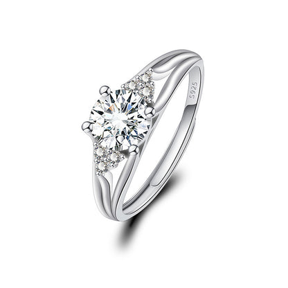 Adjustable Cubic Zirconia Ring Women Classic Six Claw Design