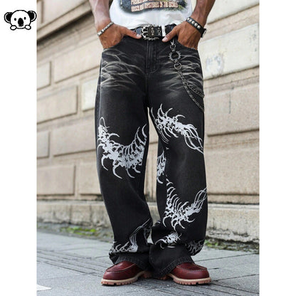 Washed Straight-Length Denim Pants