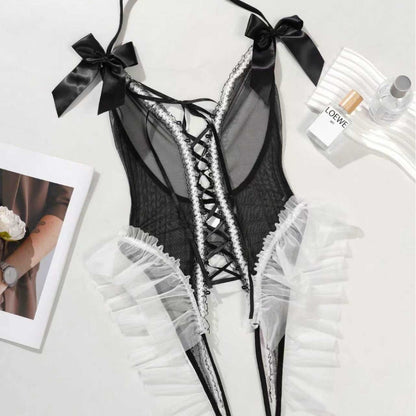 Sexy Lingerie Sexy Bunny Girl Lace Strap Jumpsuit No Need to Take Off Open Bunny Uniform Temptation