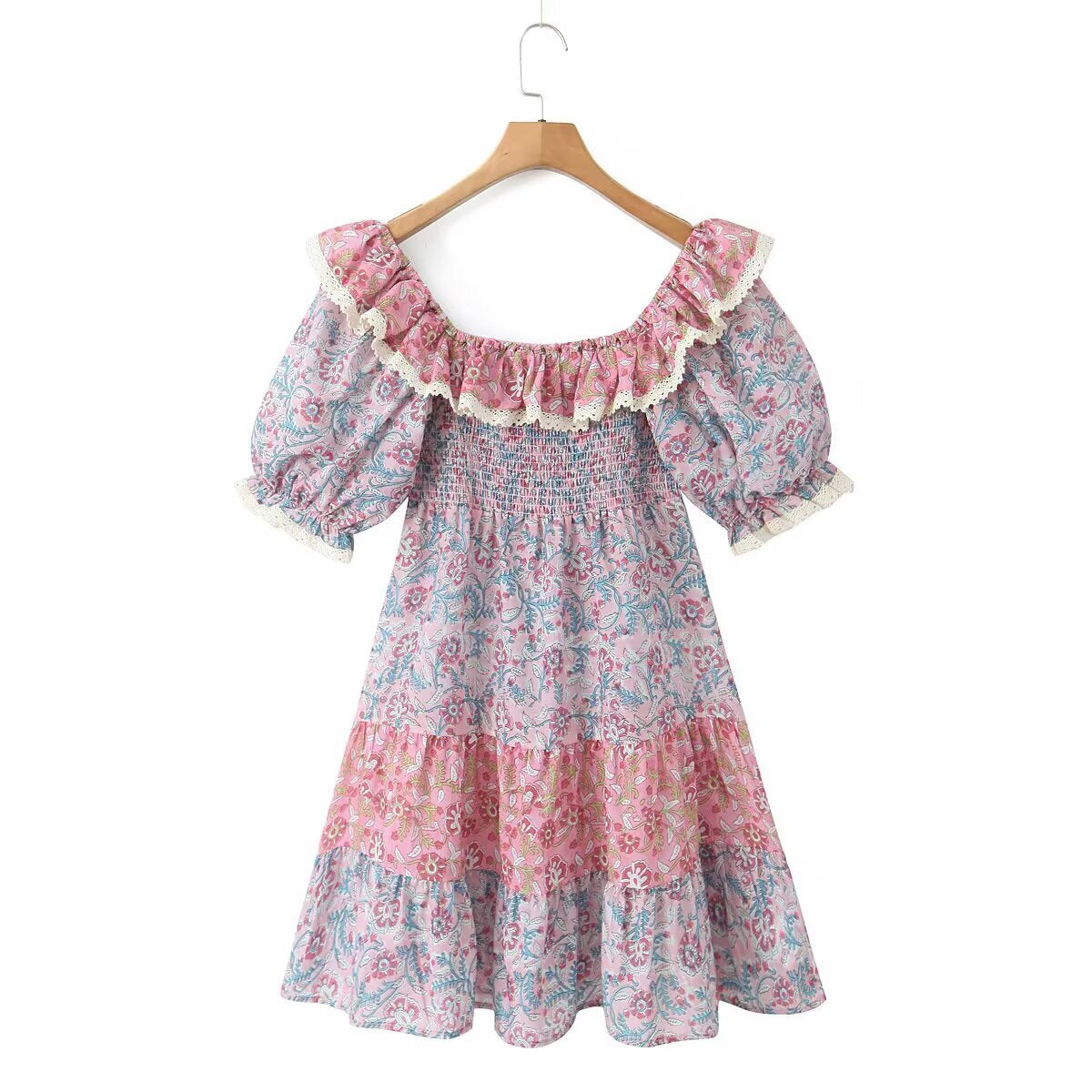 Gebloemde mini-jurk met ruches in casual stijl