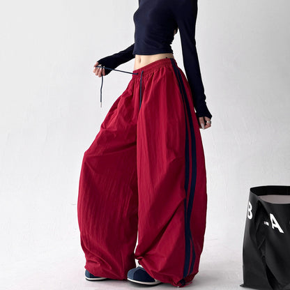 Retro Trendy Casual Pants Sporty Wide Leg Long Trousers