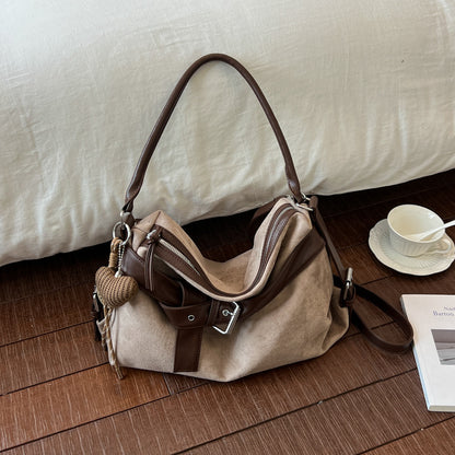 Vintage Suede Shoulder Bag for Women
