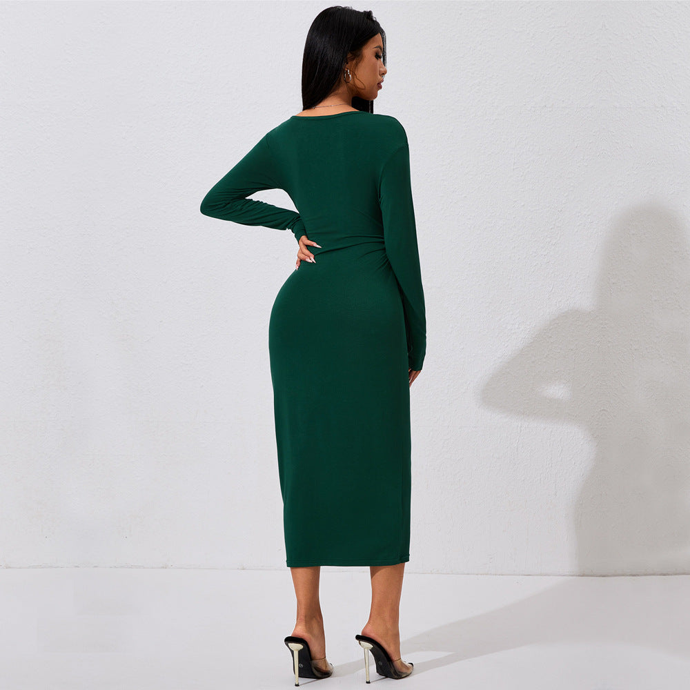 Midi-jurk met strik en middellange rok