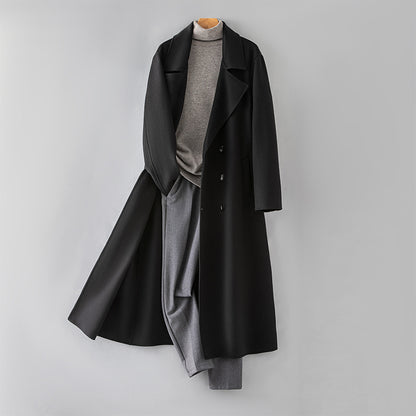 Extended-Length Wool Coat for Men