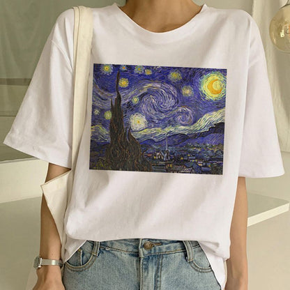 Van Gogh T-shirt Kunstschilderij T-shirt Dames