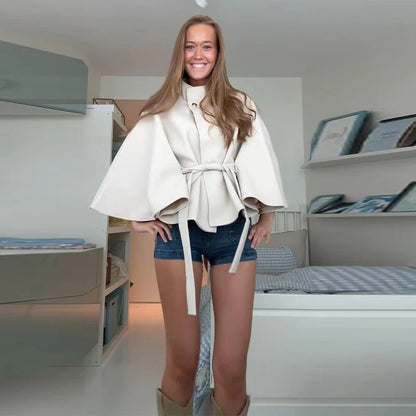 Elegant Womens Wool Blend Belted Coat