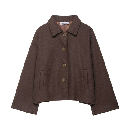 Women's Lapel Collar Wool Blend Jacket