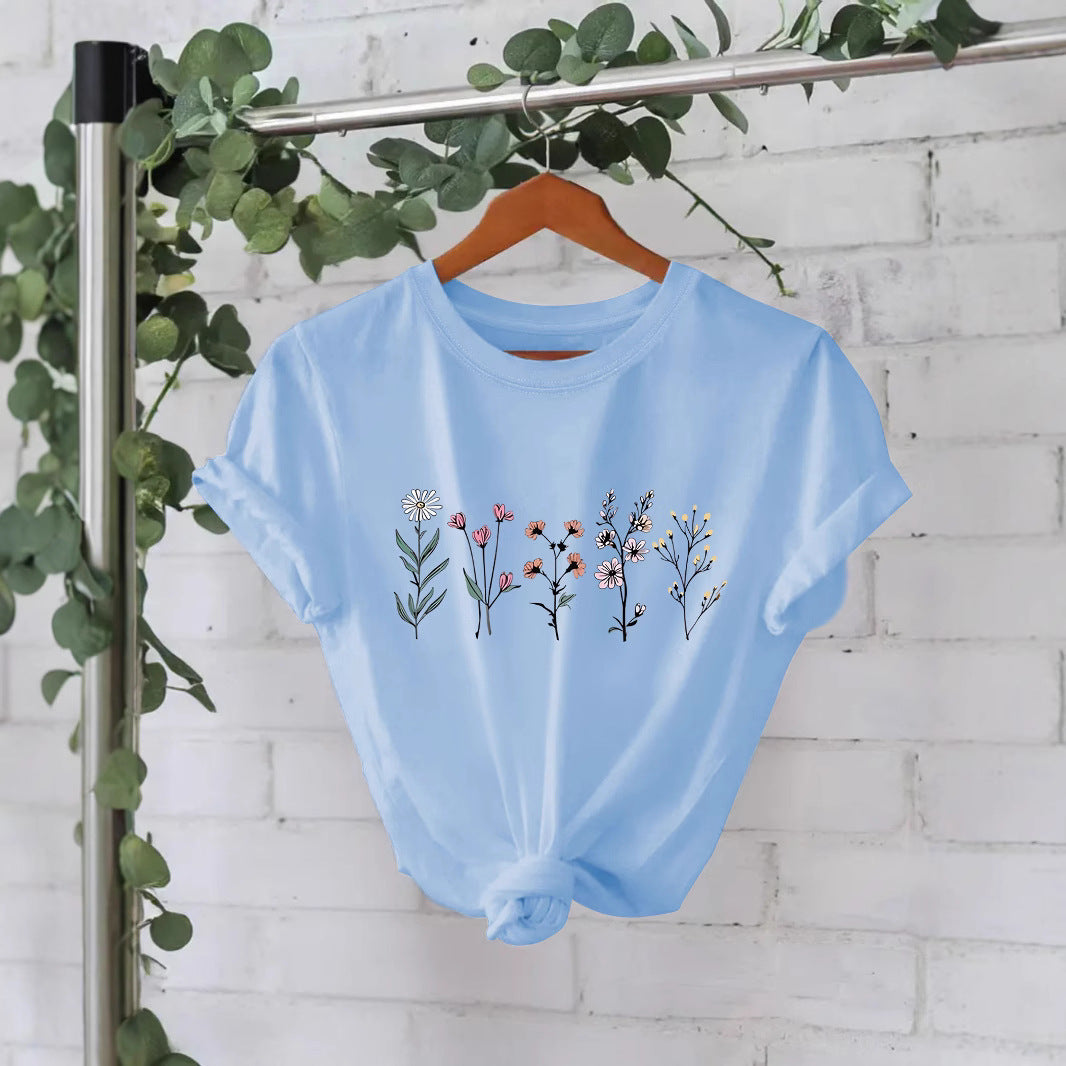 Round neck floral print top